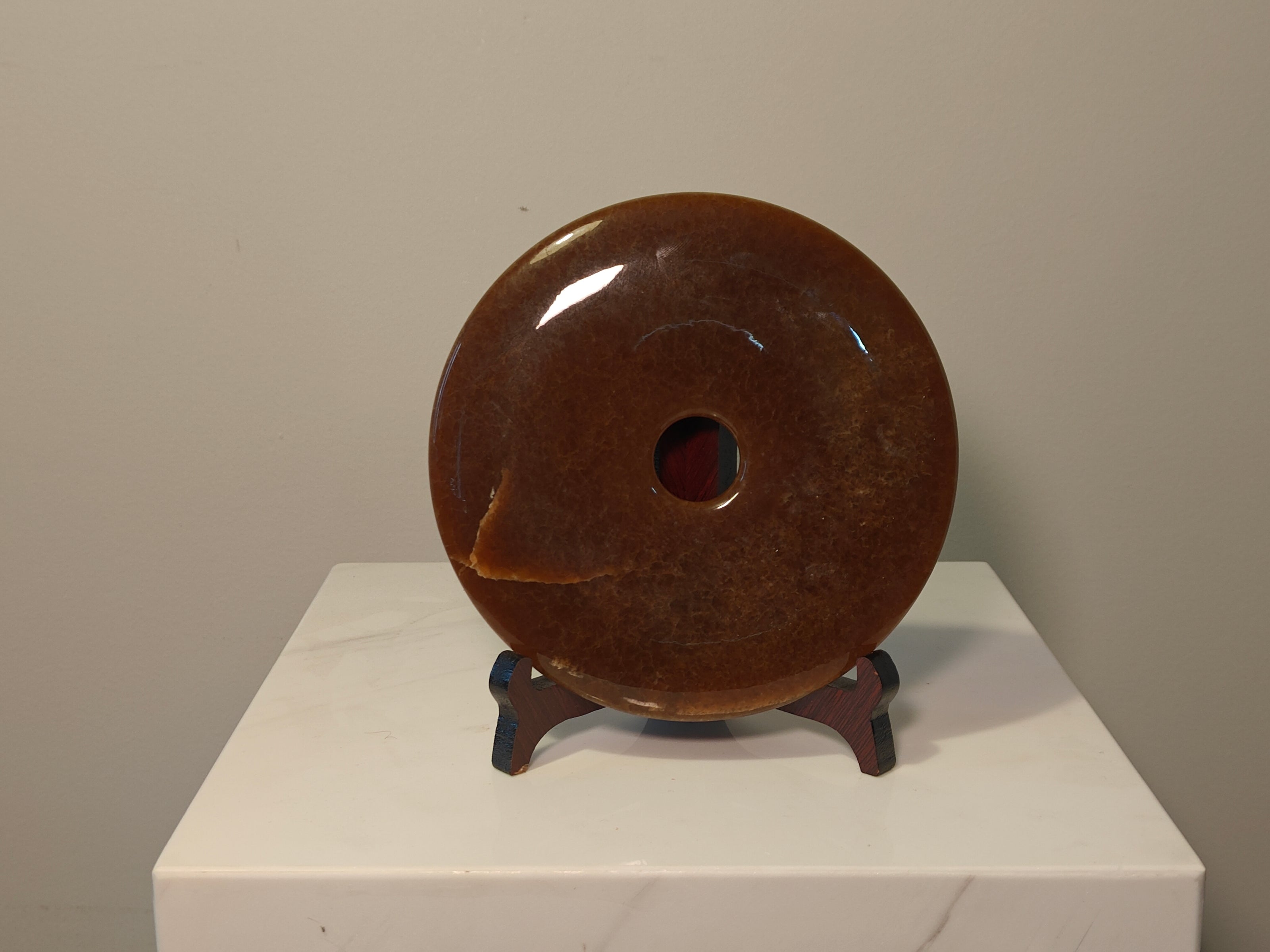 Natural Marble handicraft article - Brown Jade - Ping An Buckle
