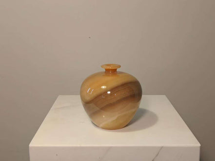 Natural Marble handicraft article - Golden brown jade Apple