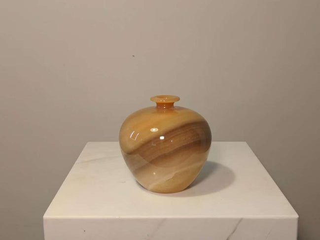 Natural Marble handicraft article - Golden brown jade Apple
