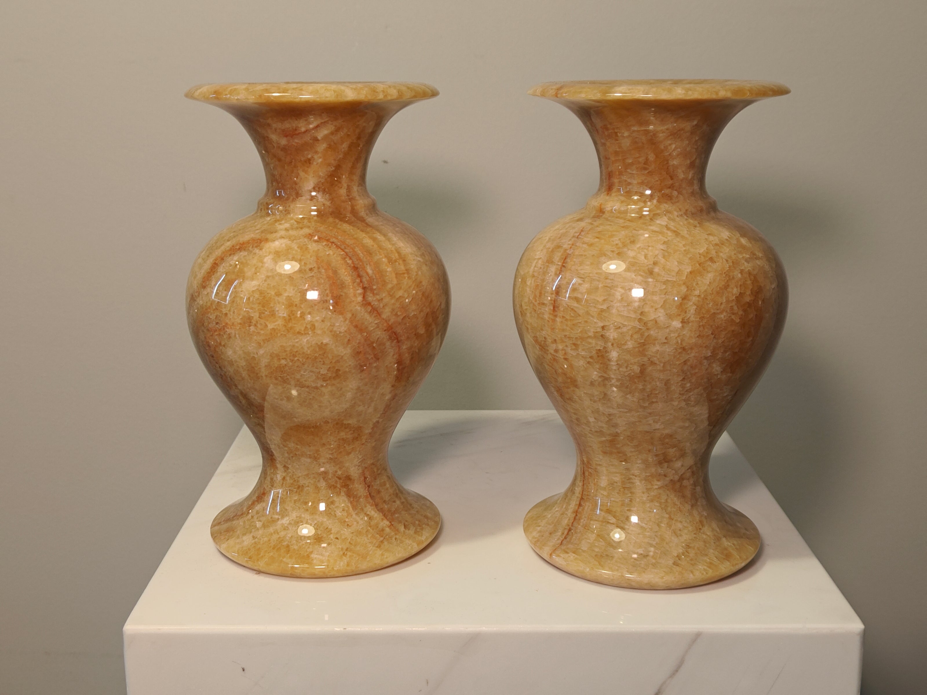 Natural Marble handicraft article - Golden brown jade  Vase