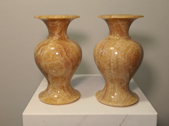 Natural Marble handicraft article - Golden brown jade  Vase