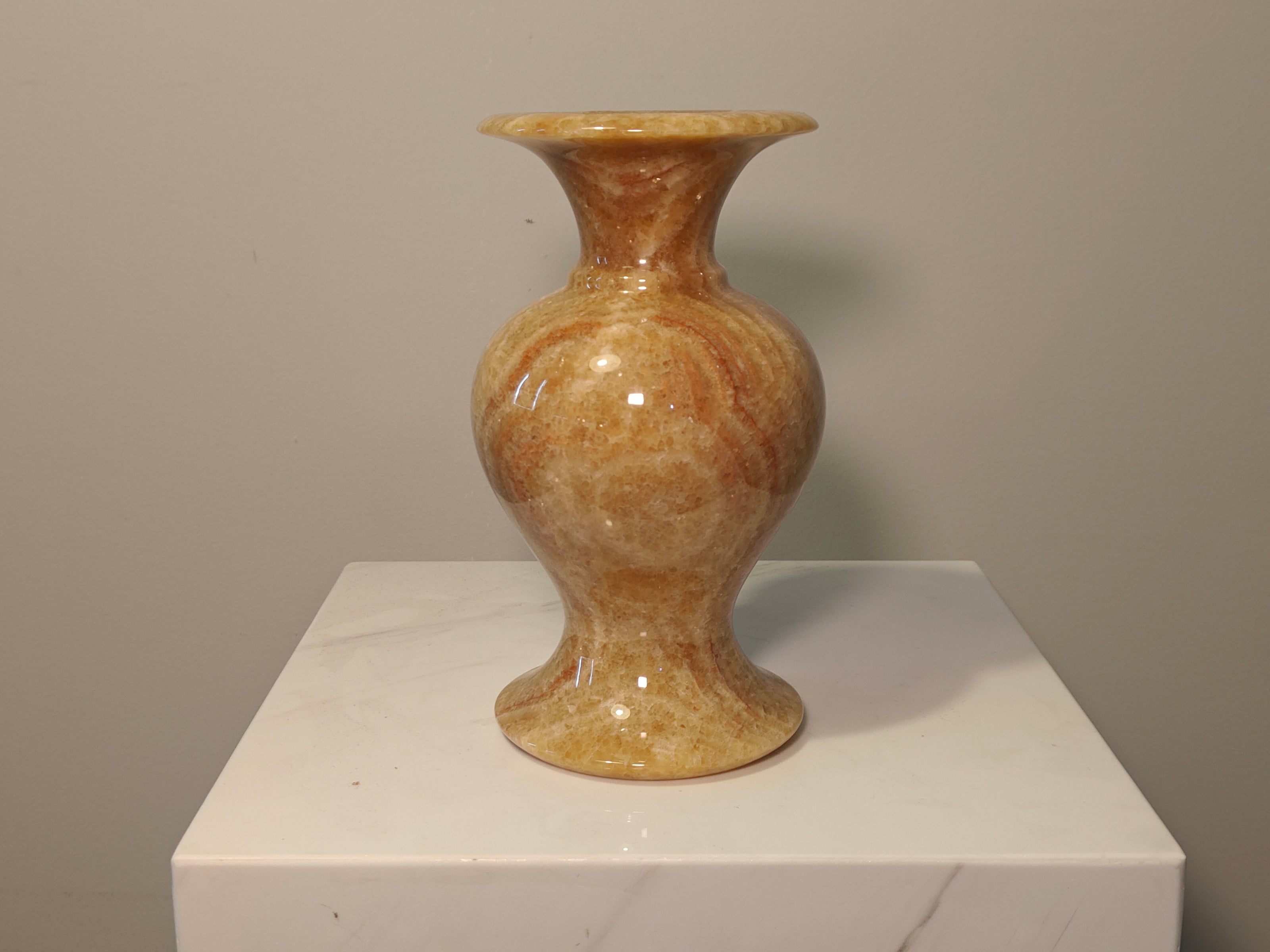 Natural Marble handicraft article - Golden brown jade  Vase