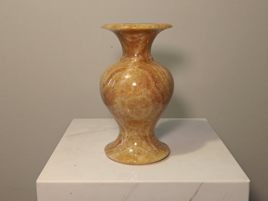 Natural Marble handicraft article - Golden brown jade  Vase