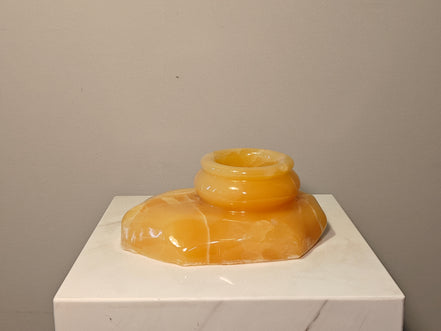 Natural Marble handicraft article - Orange Jade Plant Pot