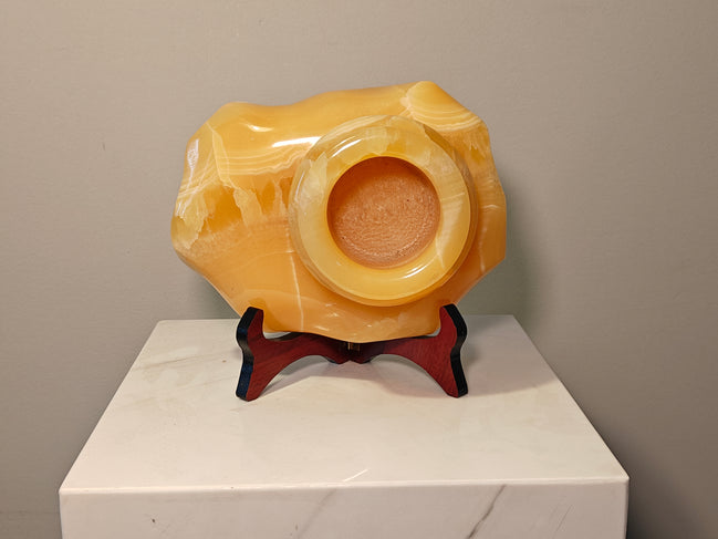 Natural Marble handicraft article - Orange Jade Plant Pot