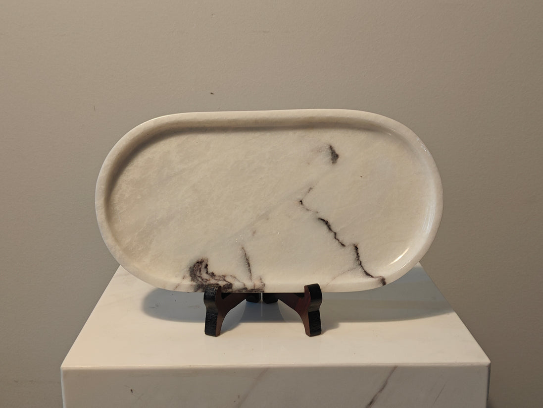 Natural Marble handicraft article - WHITE JADE Narcissus Plate
