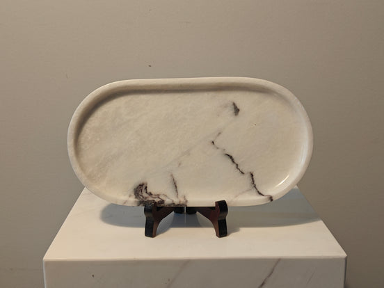 Natural Marble handicraft article - WHITE JADE Narcissus Plate