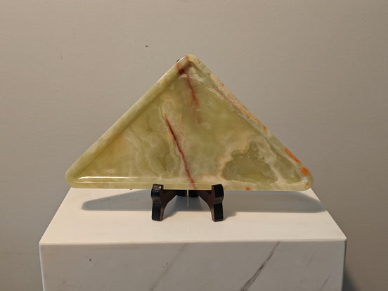 Natural Marble handicraft article - Antique green wood grain triangular pallet