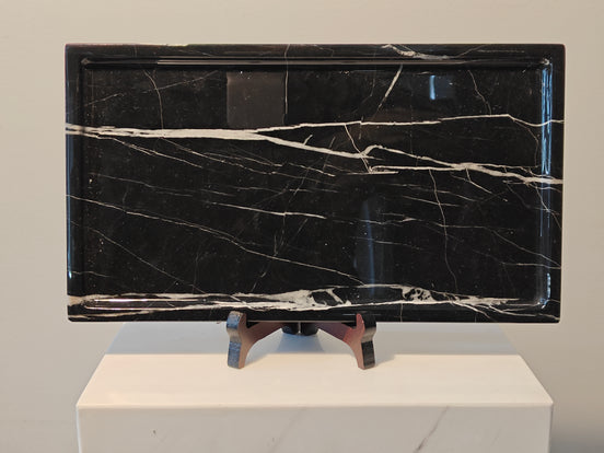 Natural Marble handicraft article - Black and White Root Table Tray