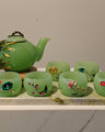 Natural Marble handicraft article - Green Jade Bamboo Glazed Tea Set