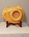 Natural Marble handicraft article - Orange Jade Plant Pot