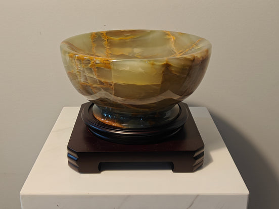 Natural Marble handicraft article - Ancient green jade Treasure bowl
