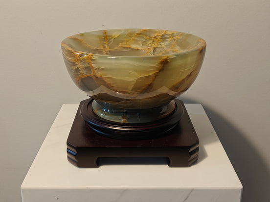Natural Marble handicraft article - Ancient green jade Treasure bowl